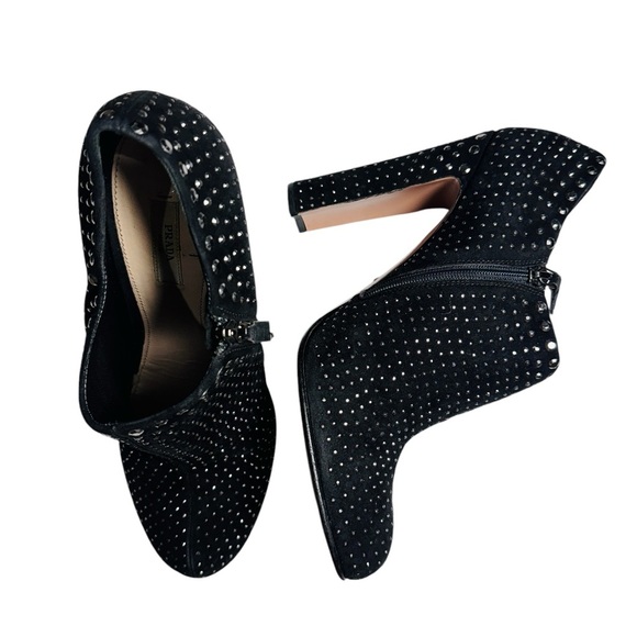 Prada Studded High Heel Ankle Boots in Black Suede Size 40 - Picture 6 of 12